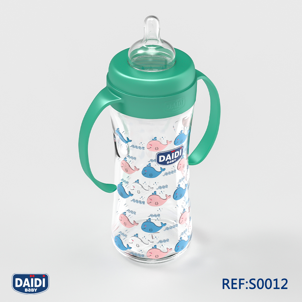 biberon daïdi baby 240 ml en verre avec bras.