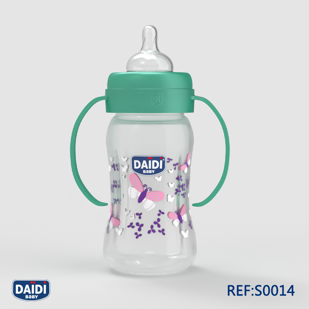 biberon daïdi baby 300 ml en plastique avec bras.